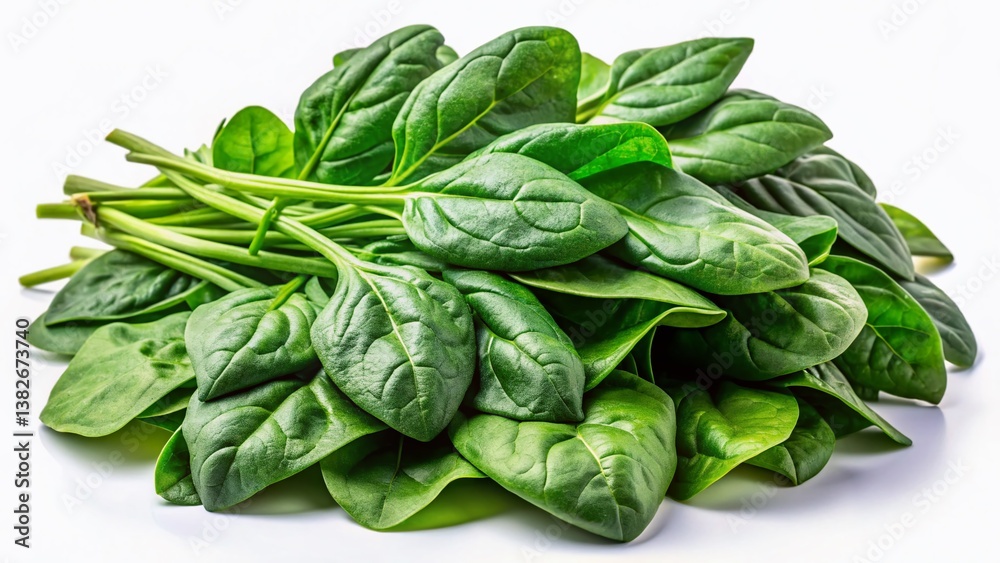 Fresh Green Spinach Leaves Bundle Isolated on White Background - Panoramic Stock Photo Fresh Green Spinach Leaves Bundle Isolated on White Background - Panoramic Stock Photo