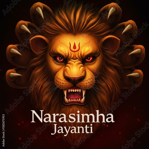 Intense Lion Face of Lord N...