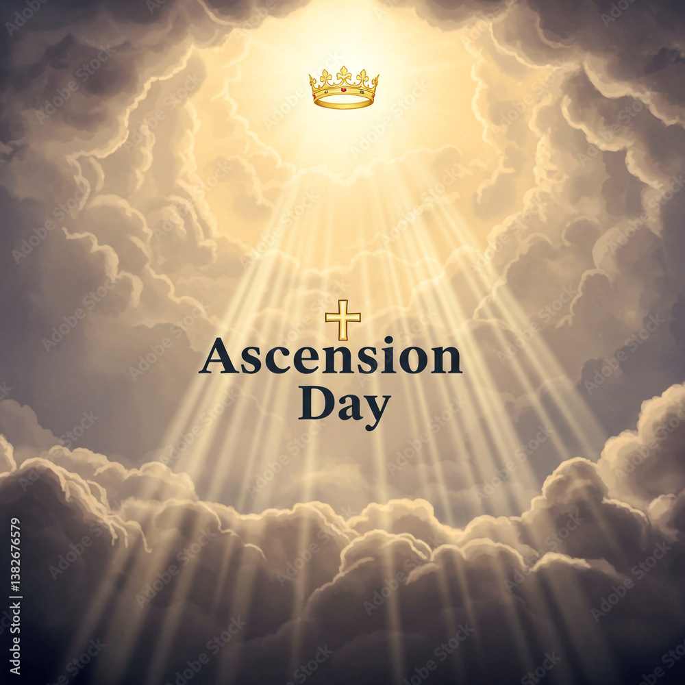 Ascension Day with Crown and Heavenly Beams of Light