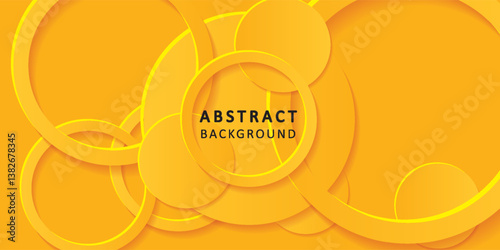 Abstract geometric  Background with 3d circle yellow paper cut layers