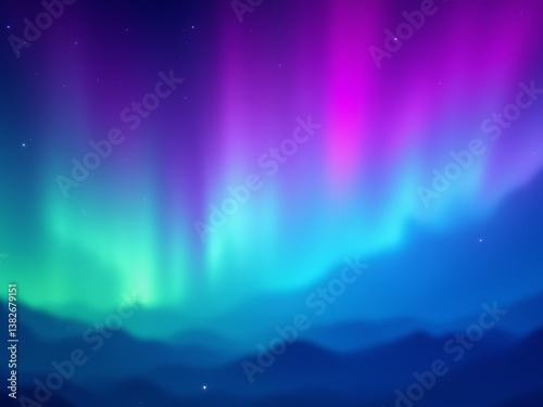 A gradient background transitioning through mystical aurora borealis blend of deep blue, neon green, and vibrant purple with a smooth and visually appealing blend.