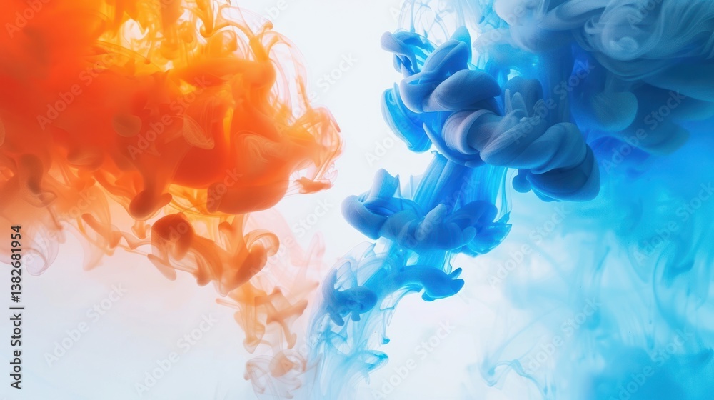 Obraz premium Abstract Ink Swirls in Blue and Orange