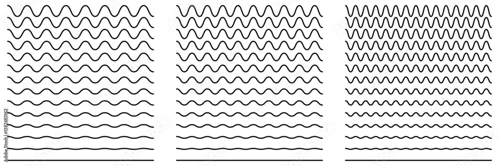 Wave line and wavy zigzag pattern lines set of vector Wave line and wavy zigzag pattern lines set of vector