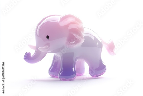 A cute, cartoonish purple and pink elephant figurine, glossy and smooth.