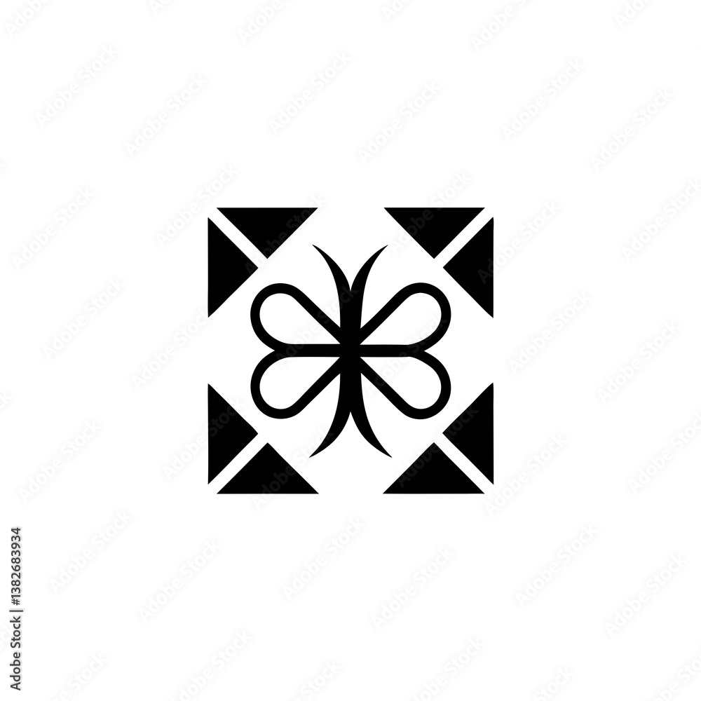 Fototapeta premium Gift box icon with ribbon bow in bold geometric silhouette for celebration, surprise, or event themes