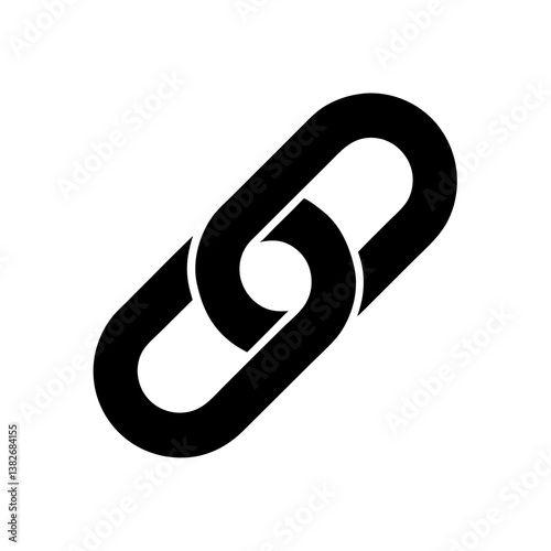 Chain link icon in bold black minimal silhouette style for connection, attachment, or hyperlink concept

