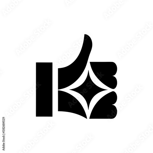 Thumbs up icon design in bold black silhouette for approval and positive feedback

