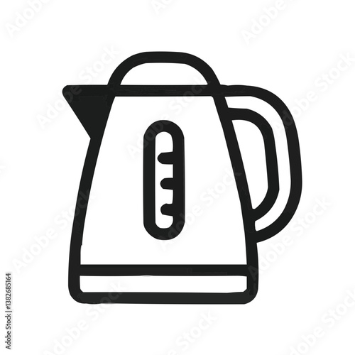 Minimalist black and white electric kettle icon — kitchen appliance symbol