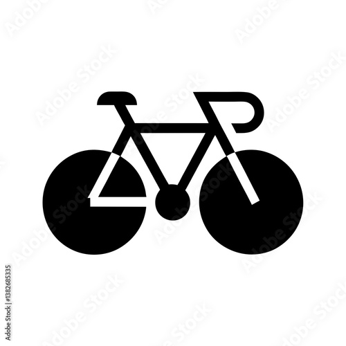 Modern bicycle icon with abstract wheel design in bold black vector style for transport or cycling apps

