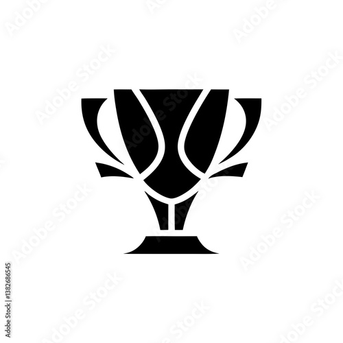 Creative vector trophy silhouette with abstract layered handles and strong base in modern design

