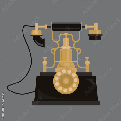 Telephone Vector illustration. Old vintage telephones which is communication gadgets. Old vintage retro telephone. Ancient Royal Telephone. 