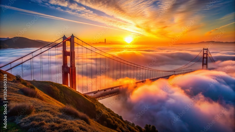 Obraz premium Golden Gate Bridge Sunrise Timelapse with Bokeh, San Francisco Bay Area