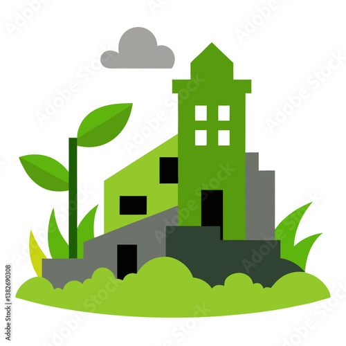 Nature reclaiming abandoned buildings