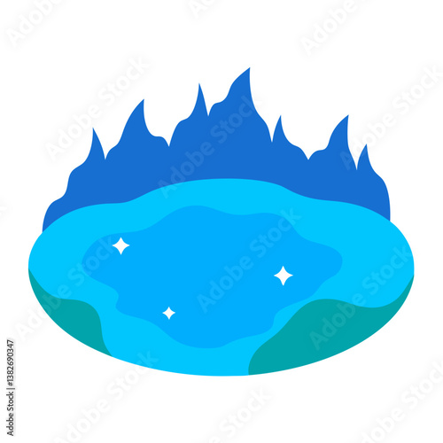 A hidden lagoon with sparkling blue water