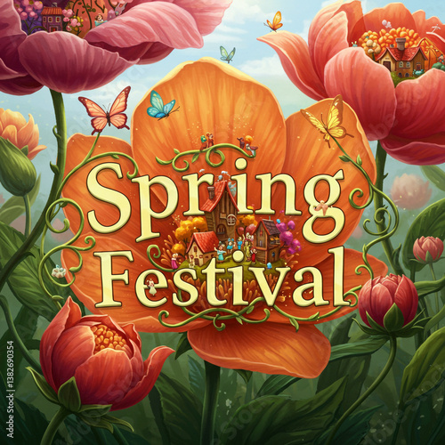 Vibrant Spring Festival Ill...