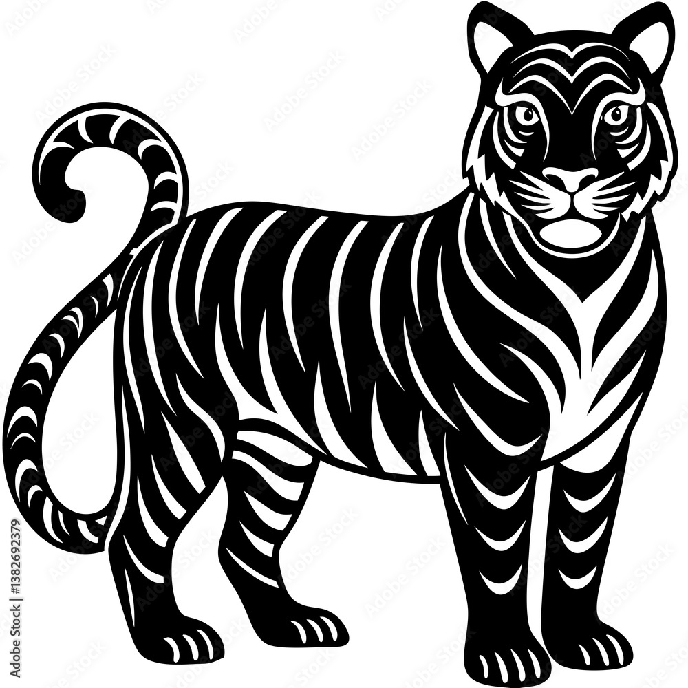 Obraz premium beautiful bengal tiger with lush green habitat background