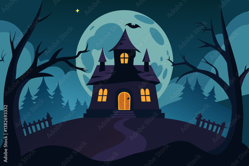 Fototapeta premium halloween background with haunted house