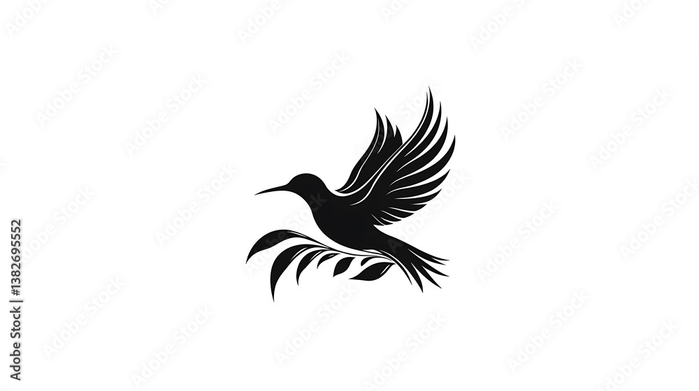 Obraz premium Black and white hummingbird logo images