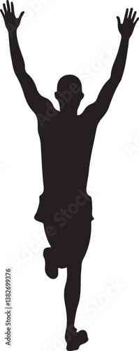 Runner Victory Silhouette | Marathon Winner, Sports Competition Vector Design"