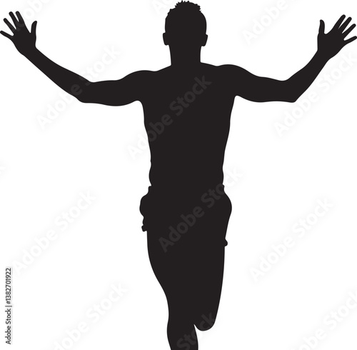 Runner Victory Silhouette | Marathon Winner, Sports Competition Vector Design"