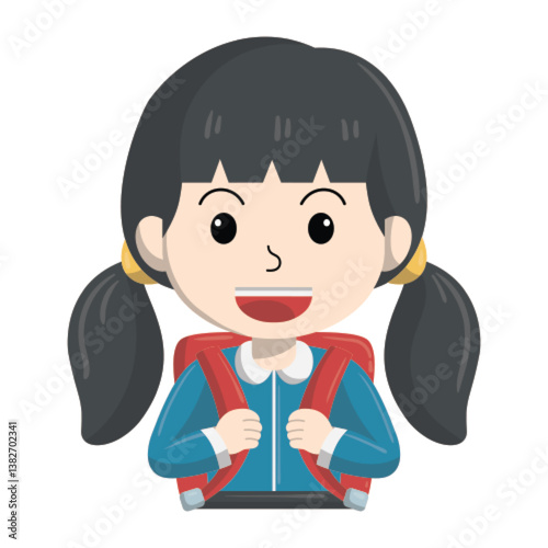 girl student vector cartoon illustration