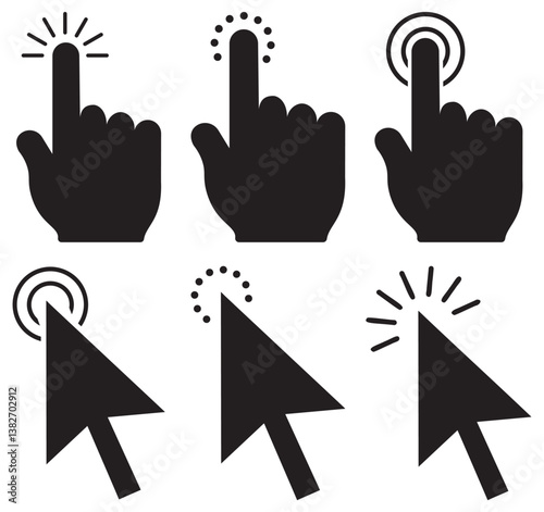 Hand click icon set illustration. pointer sign and 
 hand symbol of vector illustration 