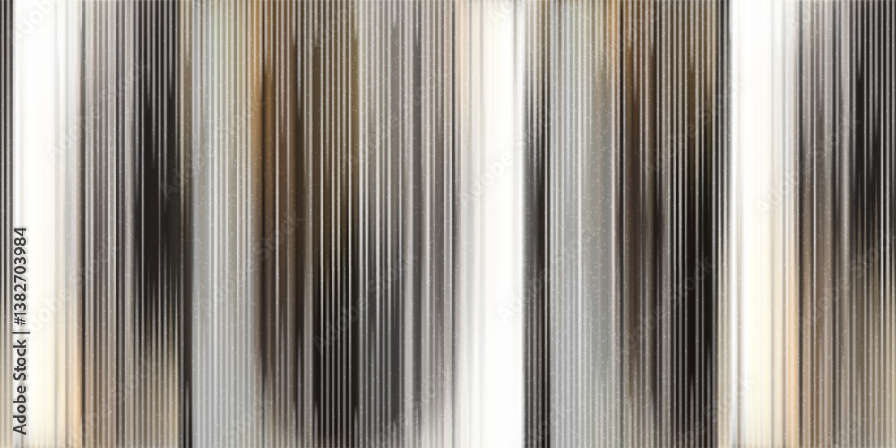 Obraz premium Ribbed plexi glass with grainy texture as a seamless bg. White, brown and gray abstract gradient mesh pattern corrugated glossy material. Polycarbonate panel blurred vector illustration
