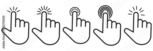 Hand click icon set illustration. pointer sign and 
 hand symbol of vector illustration 