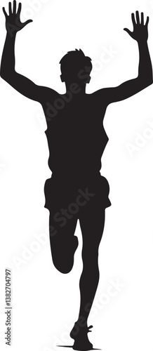 Runner Victory Silhouette | Marathon Winner, Sports Competition Vector Design"