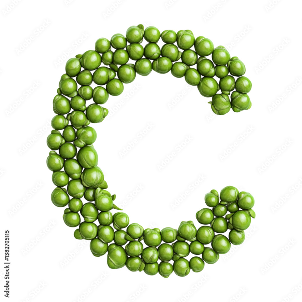 Transparent or PNG Image of 3D Rendering of a alphabet C Made From Green Peas Transparent or PNG Image of 3D Rendering of a alphabet C Made From Green Peas