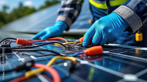 Obraz na płótnie Harnessing renewable energy through solar panels is essential for reducing emissions and achieving net zero goals in our environment w salonie