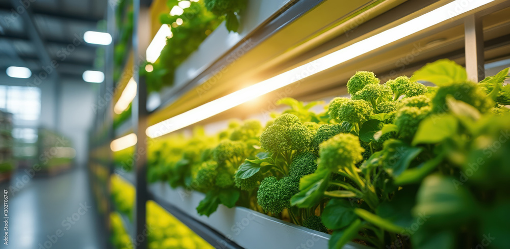 Fresh green plants thrive modern indoor garden environment, sustainable practices aimed reducing emissions and achieving net zero goals