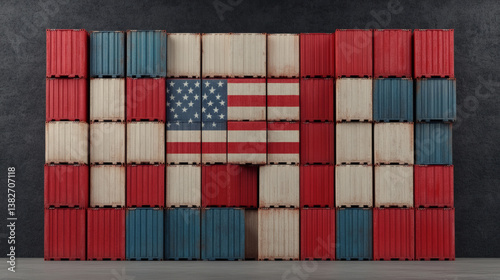 symbolic illustration of the concept of raising import taxes in America