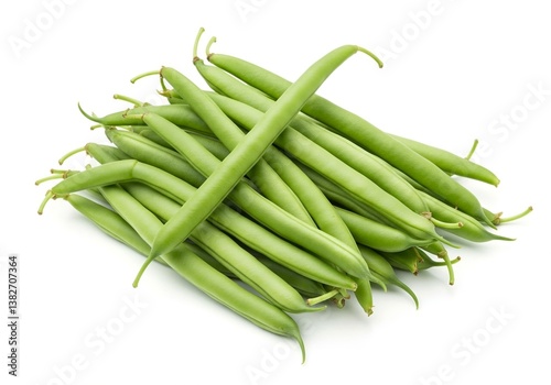 Fresh Green Beans on White Background