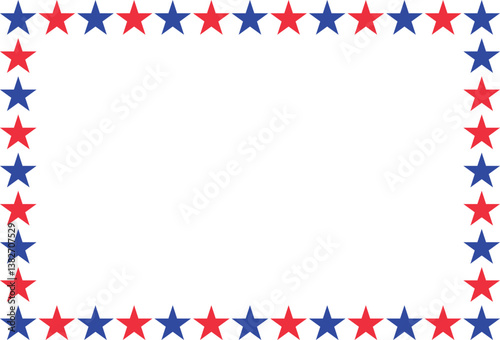 American patriotic stars horizontal frame . American patriotic border frame for cards and invitations . Vector illustration