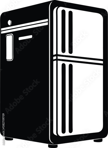 refrigerator black and white silhouette vector design