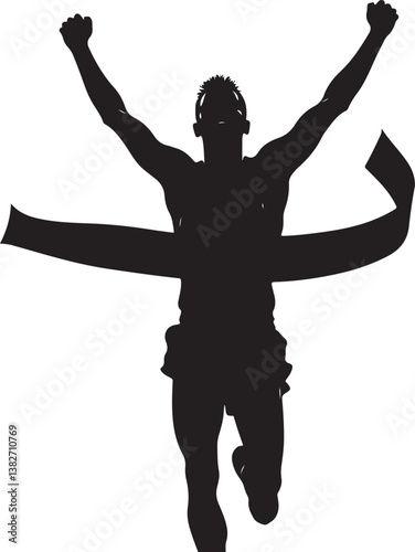 Runner Victory Silhouette | Marathon Winner, Sports Competition Vector Design"