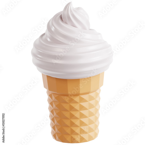 3D icon of Ice Cream. Designed in a vibrant and appetizing style, perfect for illustrating fast food and food branding. Isolated on a transparent background for easy use in designs and promotions.