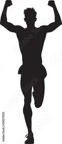 Runner Victory Silhouette | Marathon Winner, Sports Competition Vector Design"