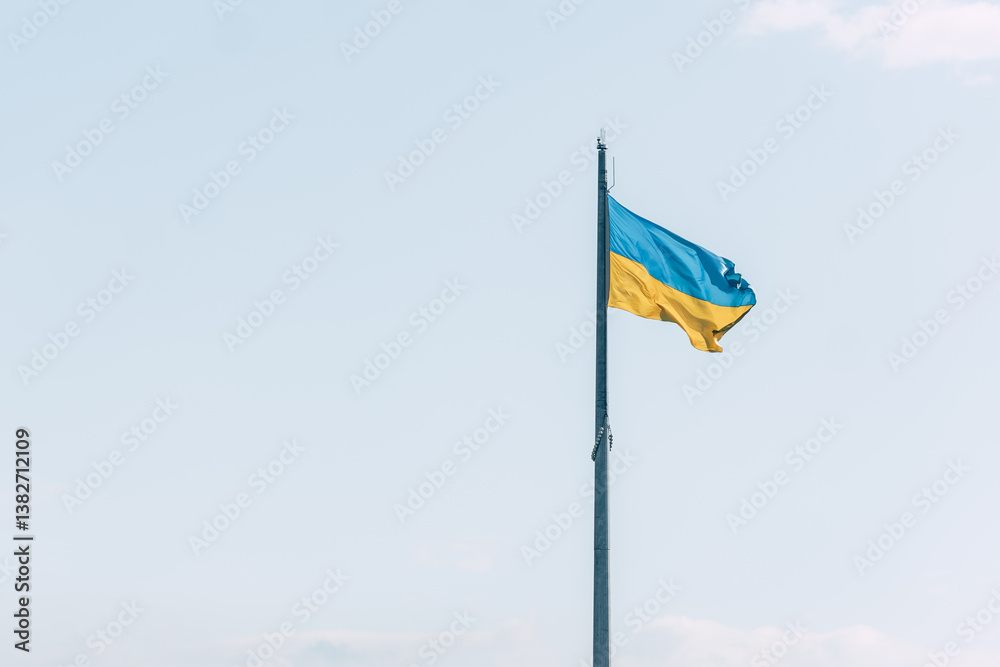 stock photo of a waving flag of Ukraine stock photo of a waving flag of Ukraine