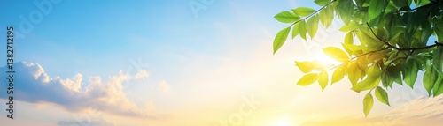 Wallpaper Mural Magnificent closeup, vibrant green leaves adorn a tree branch in nature's embrace Torontodigital.ca