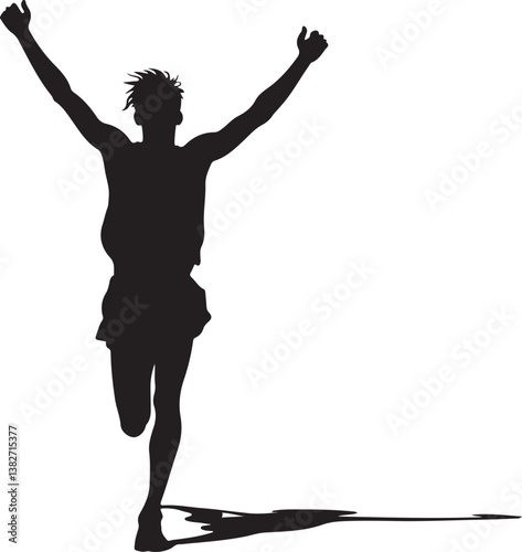 Runner Victory Silhouette | Marathon Winner, Sports Competition Vector Design"