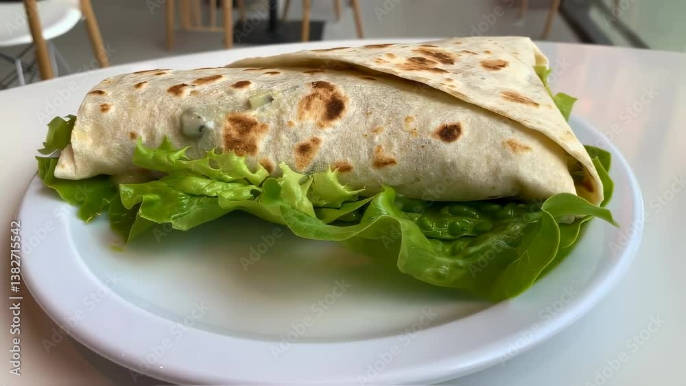 Fresh Caesar Wrap with Blurred Background Fresh Caesar Wrap with Blurred Background