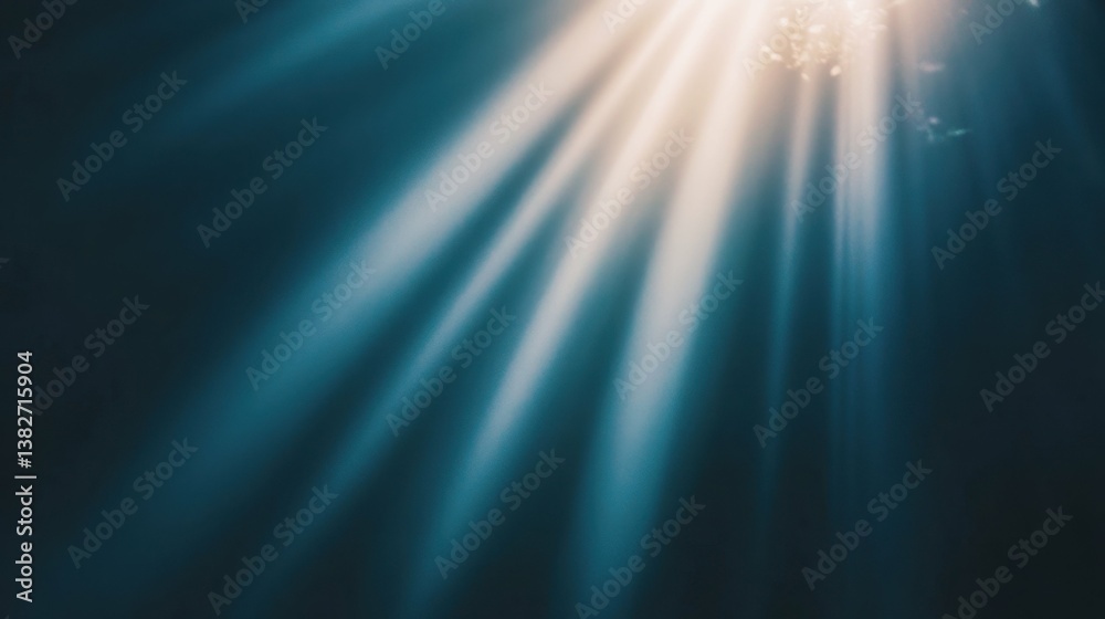 Obraz premium Sunlight rays underwater creating tranquil atmosphere of blue serenity
