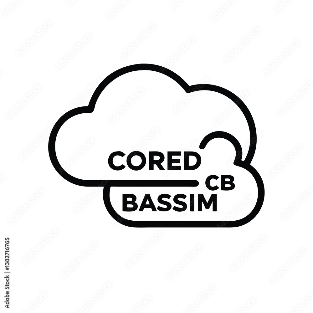 Simple Black Line Art Icon of CORED BASSIM Cloud Logo Simple Black Line Art Icon of CORED BASSIM Cloud Logo