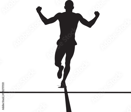 Runner Victory Silhouette | Marathon Winner, Sports Competition Vector Design"