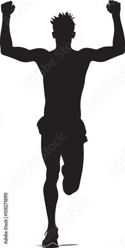 Runner Victory Silhouette | Marathon Winner, Sports Competition Vector Design"