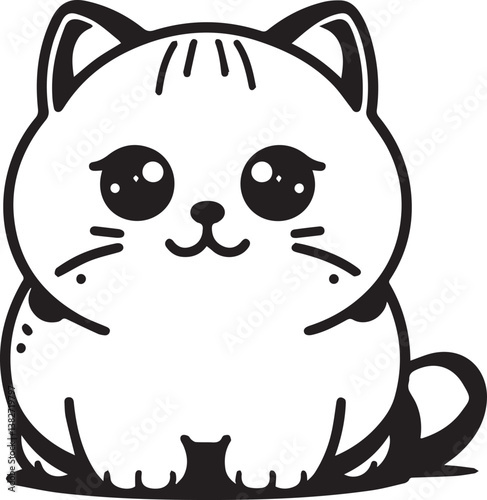 Elegant British Shorthair Cat Vector – Black and White Design