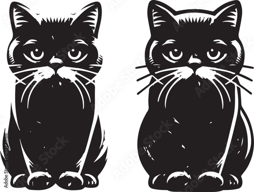 Elegant British Shorthair Cat Vector – Black and White Design