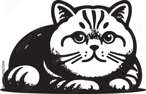 Elegant British Shorthair Cat Vector – Black and White Design